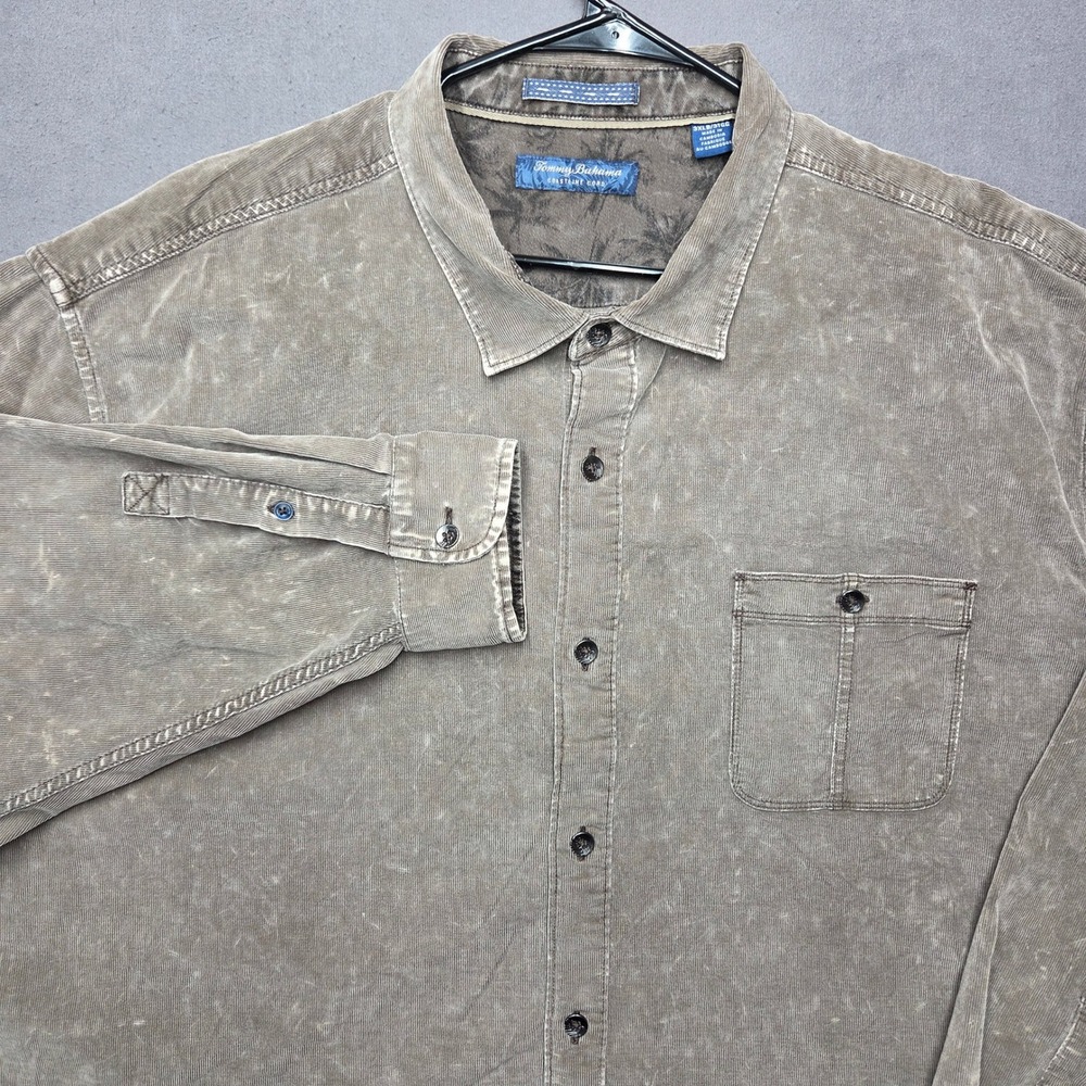 Tommy Bahama Coastline Cord Shirt Mens 3XL Big Taupe Brown Corduroy Shacket